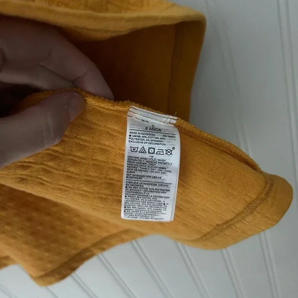 Janie and Jack Girls Size 8 Mustard Collared Quilted Modest Dress - Picture 3 of 4